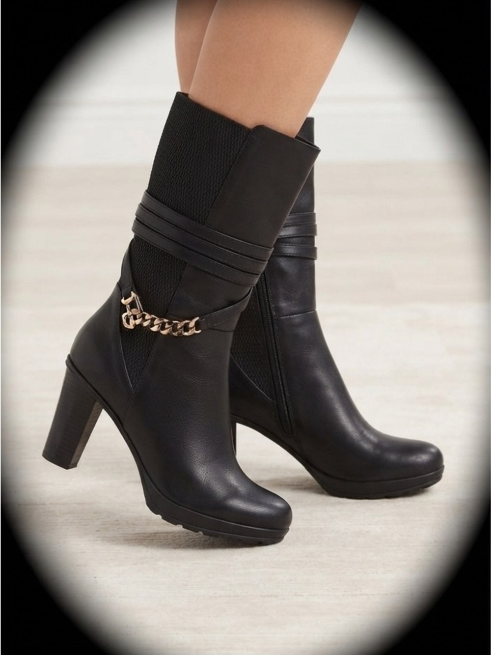 Artica Browns Exclusive Mid-Calf Waterproof Leather Heeled Boots